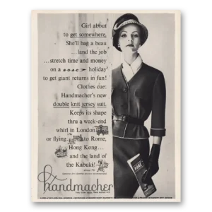 1960 Handmacher Jersey Suit Print Ad | Get Somewhere