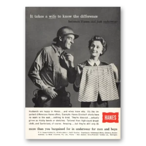1960 Hanes Undergarments Print Ad | Boxer Shorts