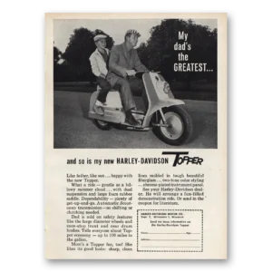 1960 Harley Davidson Topper Print Ad | My Dads Greatest
