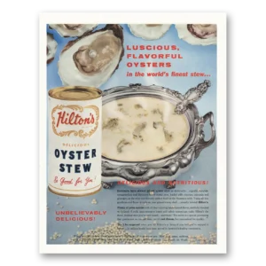 1960 Hilton Seafoods Print Ad | Oyster Stew