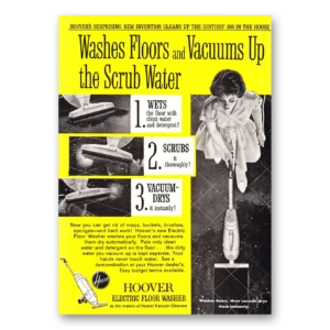 1960 Hoover Vacuum Print Ad | Electric Floor
