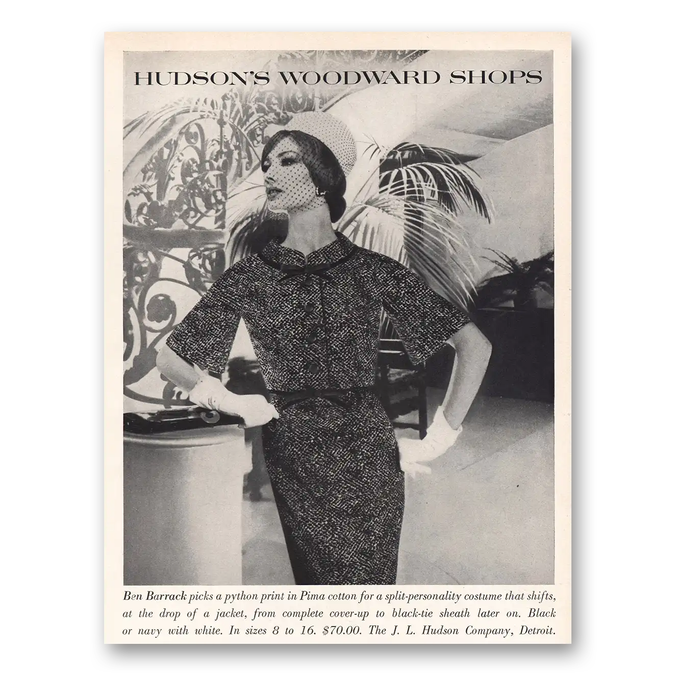 1960 Hudsons Woodward Shops Print Ad | Ben Barrack