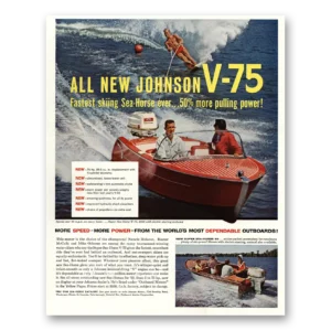 1960 Johnson Sea Horse Motors Print Ad | Fastest Skiing