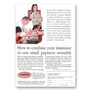 1960 Kemper Insurance Print Ad | Combine Insurance