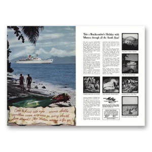 1960 Matson Line Print Ad | Care To Hunt Cats Eyes