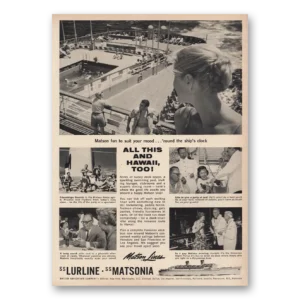 1960 Matson Line Print Ad | All This And Hawaii Too