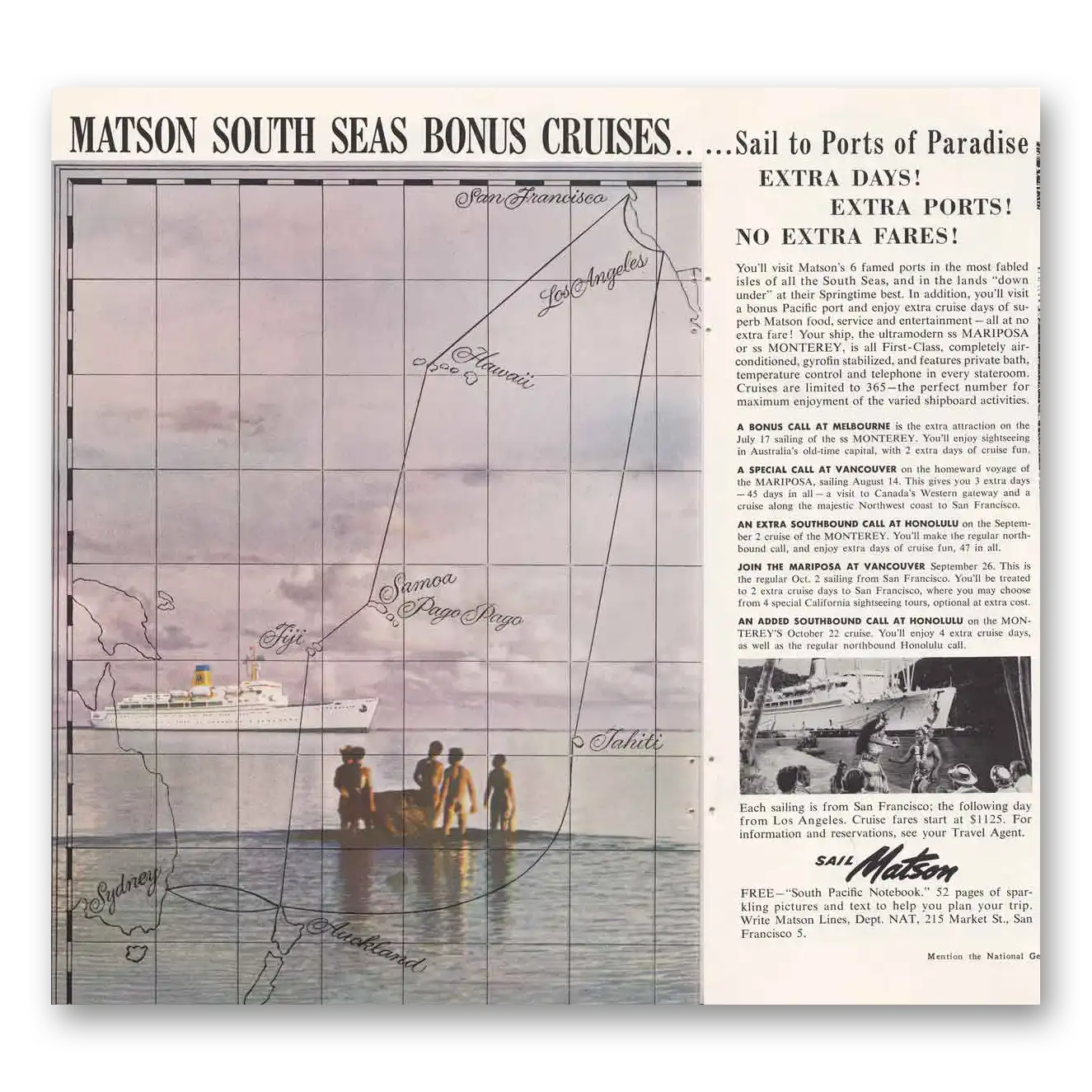 1960 Matson Line Print Ad | Ports Paradise