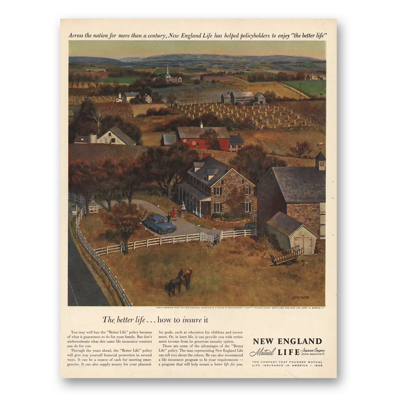 1960 New England Mutual Life Insurance Print Ad | Across Nation