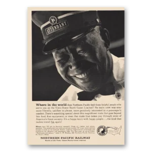 1960 Northern Pacific Railway Print Ad | Attendant