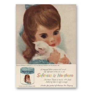 1960 Northern Tissue Print Ad | Snowy Kitten