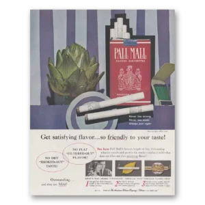 1960 Pall Mall Cigarettes Print Ad | Satisfying Flavor