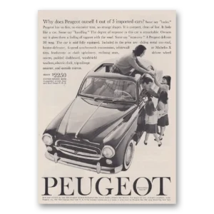 1960 Peugeot Station Wagon Print Ad | Outsell Imported Cars