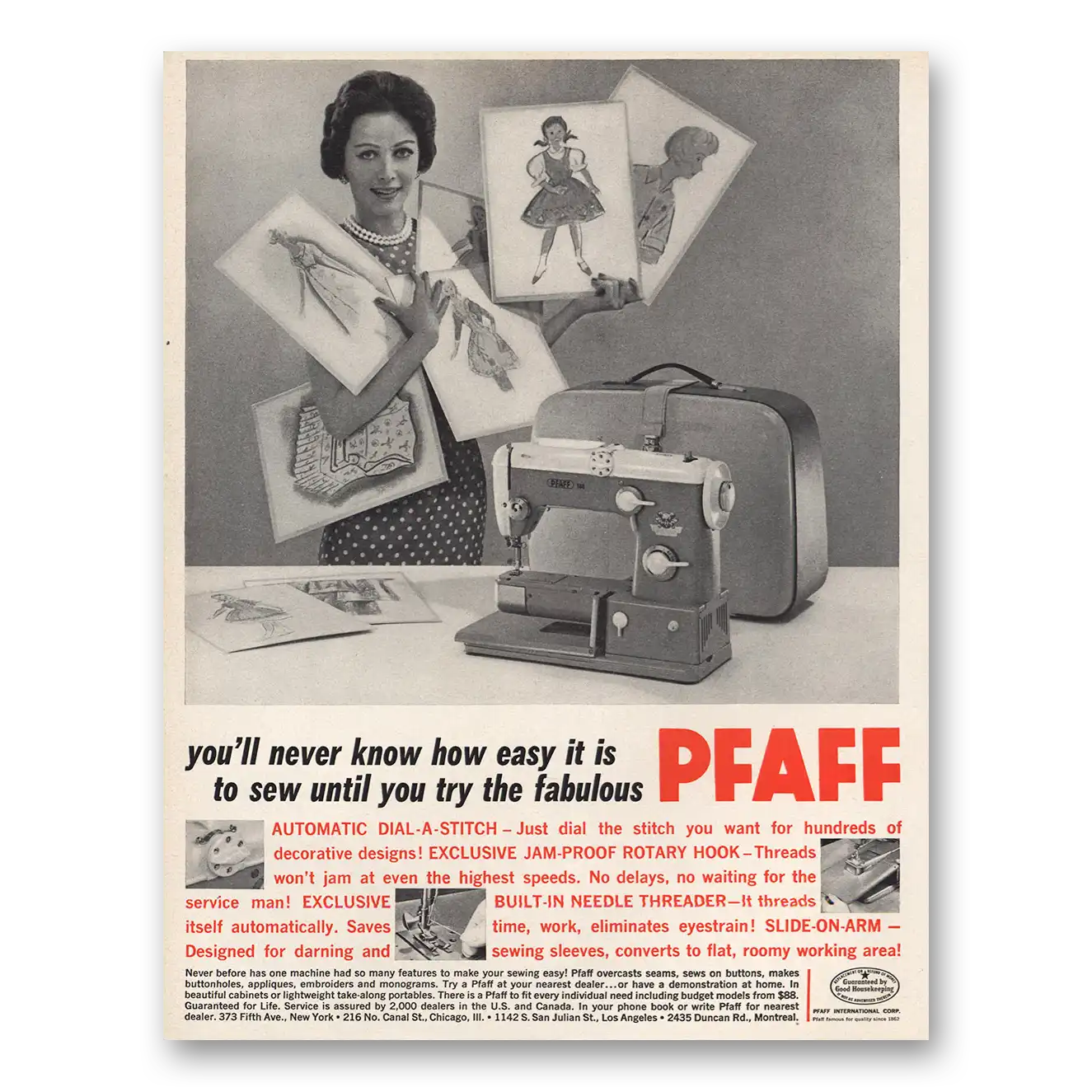 1960 Pfaff Sewing Machines Print Ad | Easy Sew