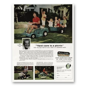 1960 Porter Cable Suburban Rider Print Ad | Yard Care