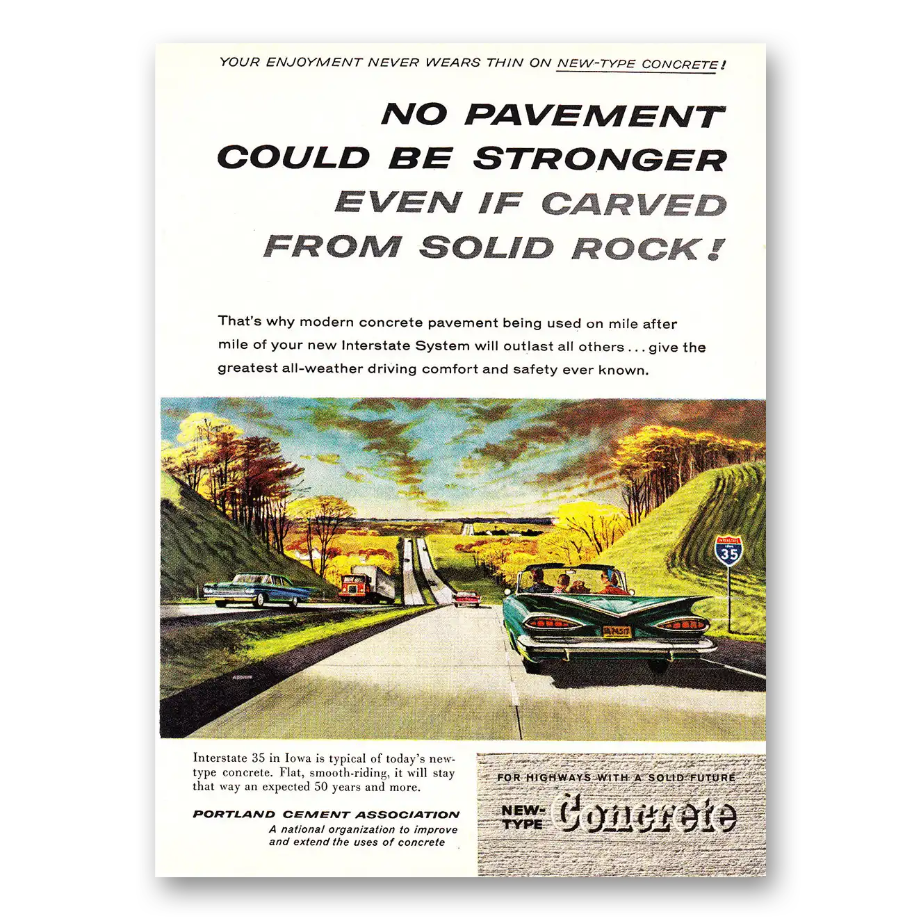1960 Portland Cement Print Ad | Interstate 35