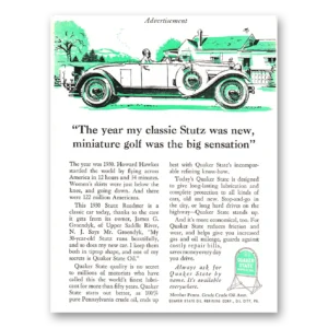 1960 Quaker State Motor Oil Print Ad | Classic Stutz