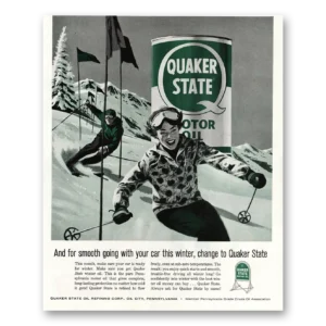 1960 Quaker State Motor Oil Print Ad | Smooth Going