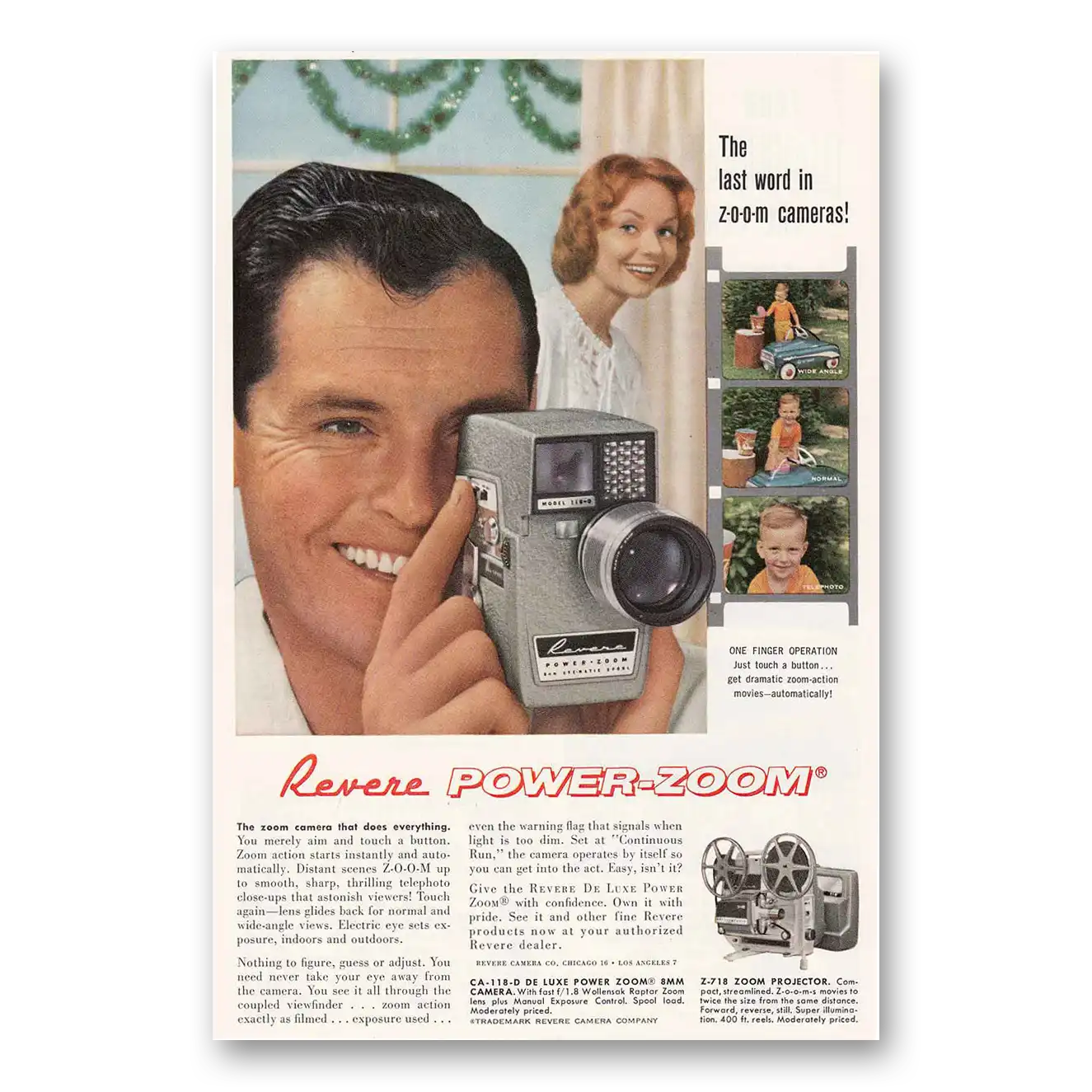 1960 Revere Camera Print Ad | Power Zoom