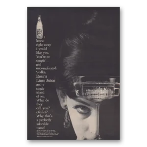 1960 Roses Lime Juice Print Ad | Right Away