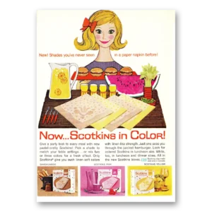 1960 Scotkins Print Ad | Paper Napkin