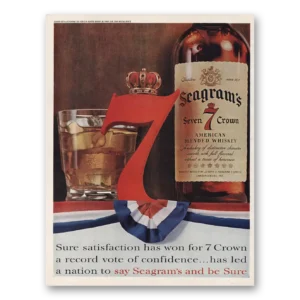 1960 Seagrams 7 Crown Whiskey Print Ad | Record Vote