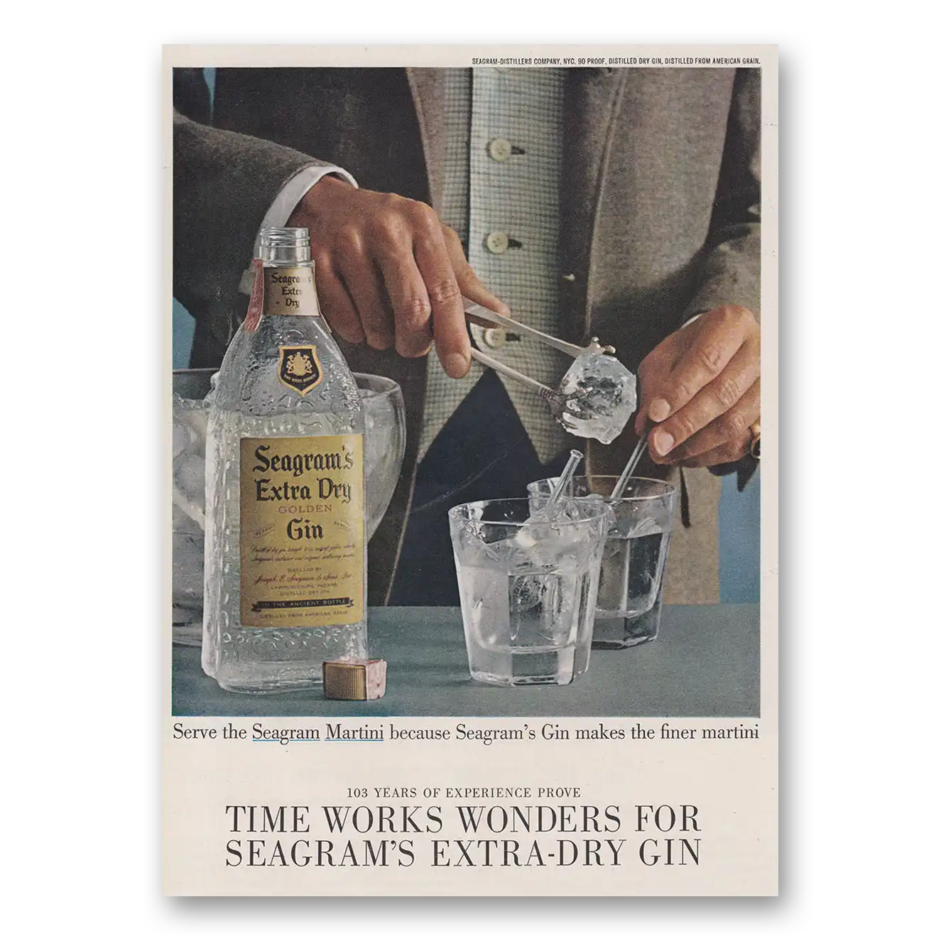 1960 Seagrams Extra Dry Gin Print Ad | Works Wonders