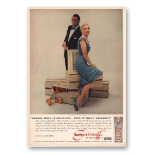 1960 Smirnoff Vodka Print Ad | Joan Fontaine
