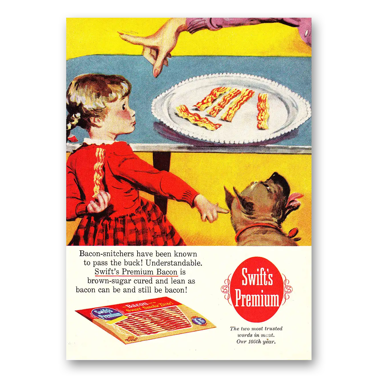 1960 Swift Premium Bacon Print Ad | Bacon Snitchers