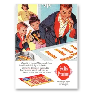 1960 Swift Premium Bacon Print Ad | Caught Act