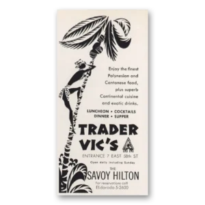 1960 Trader Vics Print Ad | Savoy Hilton