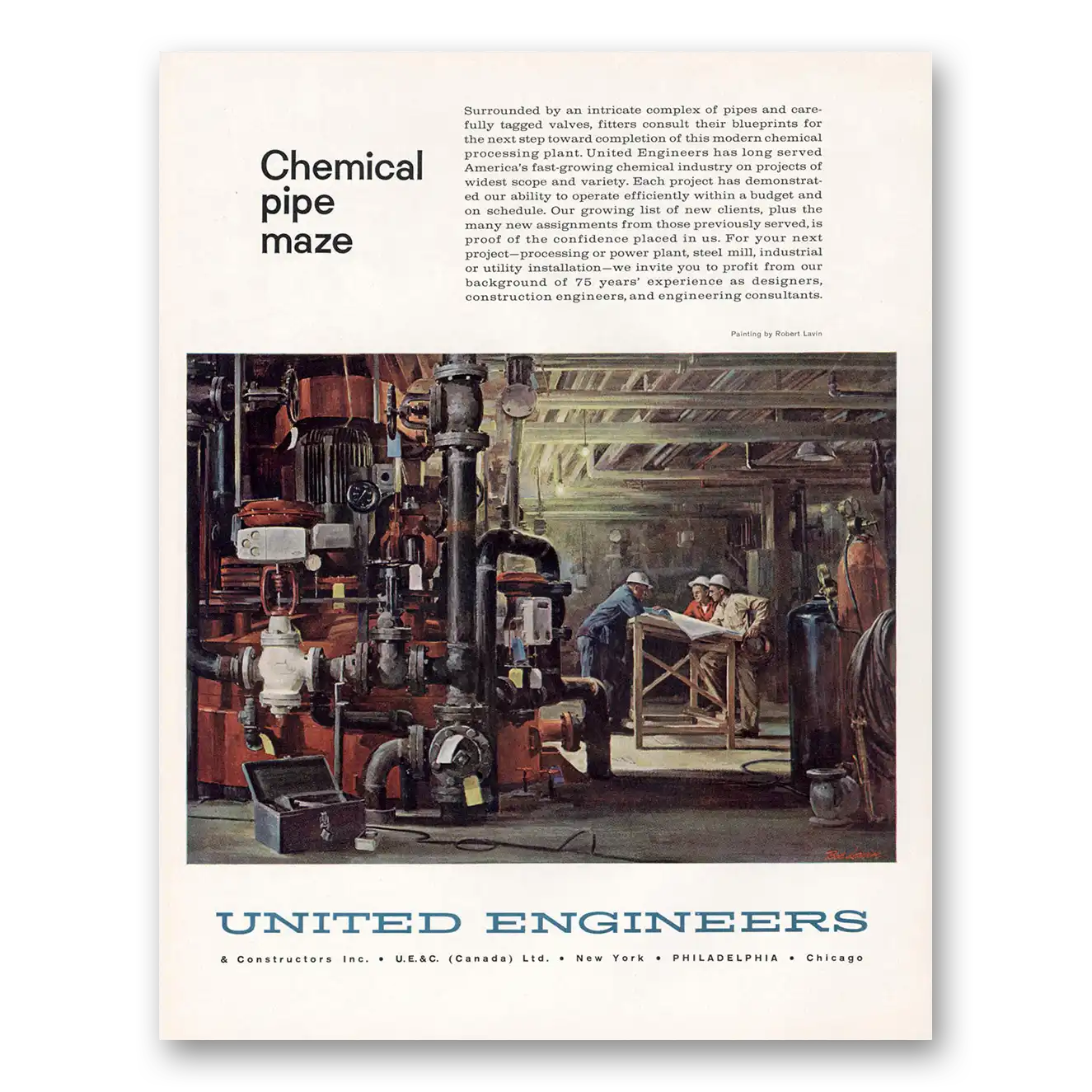 1960 United Engineers Print Ad | Pipe Maze