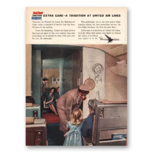 1960 United Airlines Print Ad | Extra Care Tradition