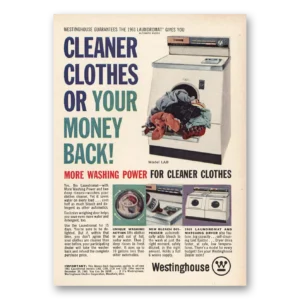 1960 Westinghouse Washer Print Ad | Cleaner Clothes