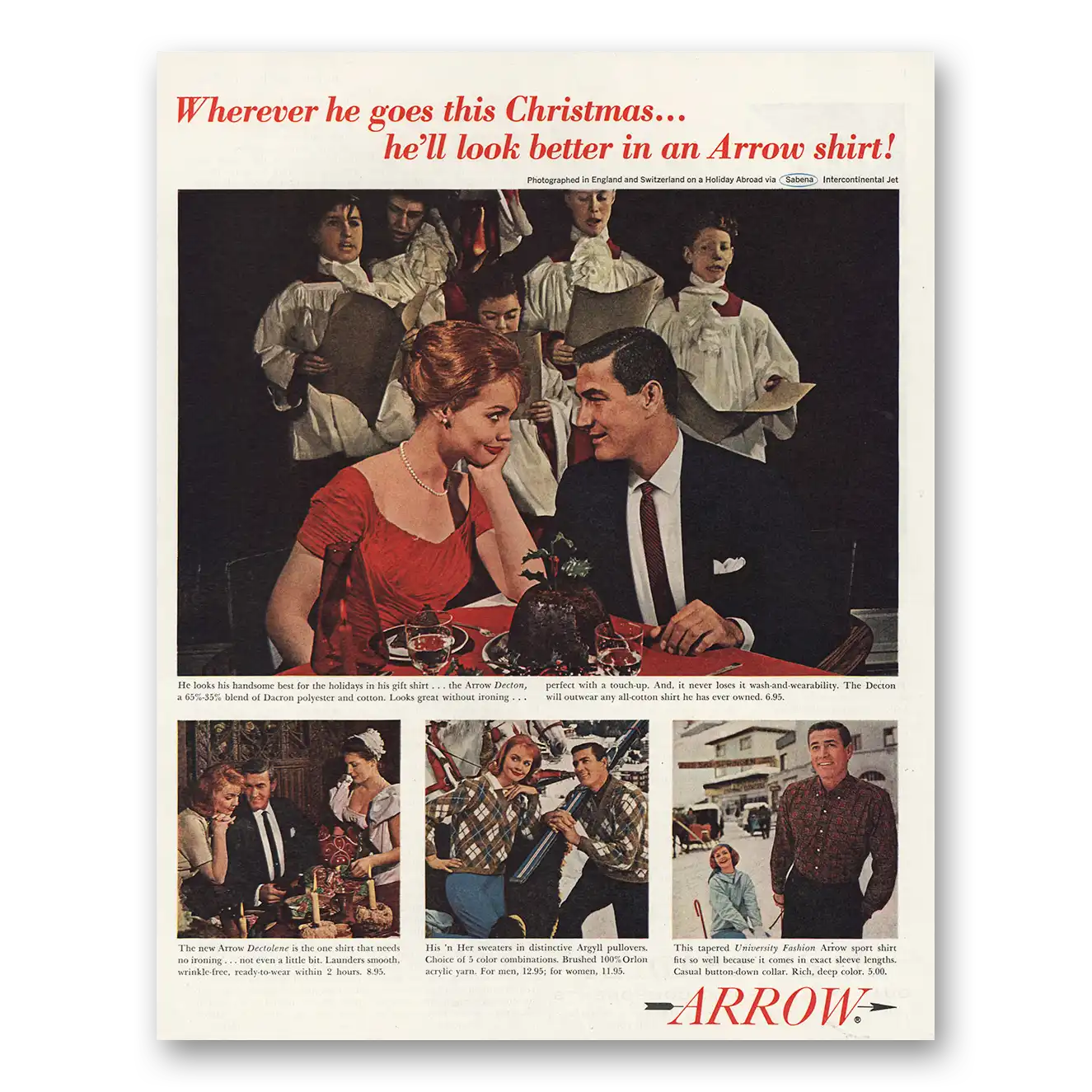 1961 Arrow Shirts Print Ad | Christmas