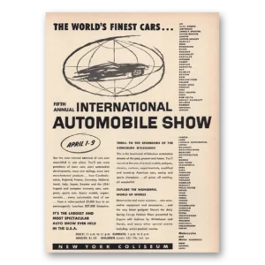 1961 International Automobile Show Print Ad | Fifth Annual