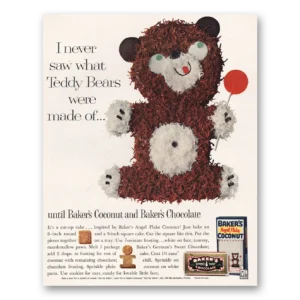 1961 Bakers Chocolate Print Ad | Teddy Bears