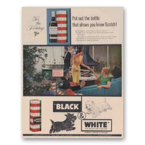 1961 Black and White Scotch Print Ad | Put Out Bottle