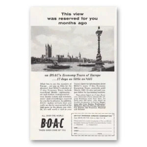 1961 British Airways BOAC Print Ad | Reserved
