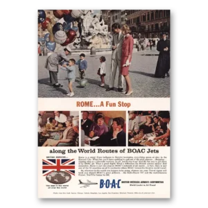 1961 British Airways BOAC Print Ad | Rome Fun Stop