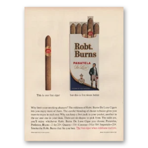 1961 Robt Burns Cigars Print Ad | Panatela Cigars