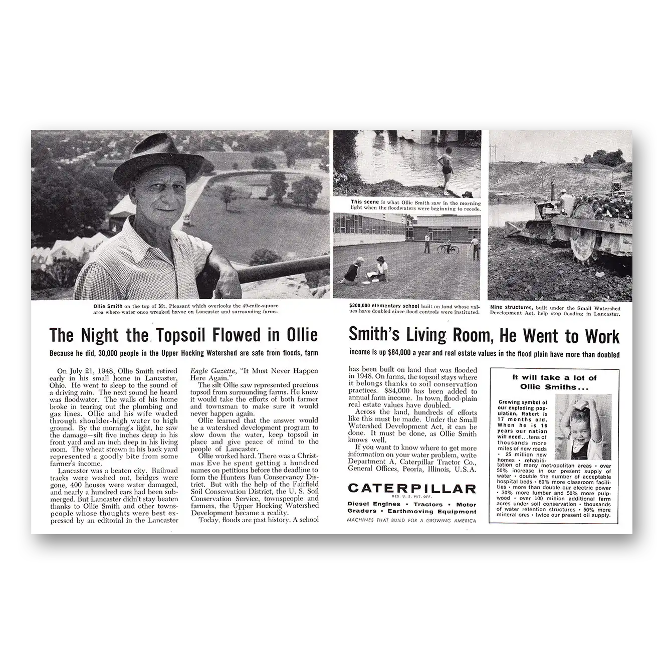 1961 Caterpillar Print Ad | Night Topsoil