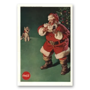 1961 Coca Cola Print Ad | Santa Christmas Tree