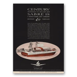 1961 Century Sabre 18 Boat Print Ad | Mahogany Fibreglass