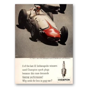 1961 Champion Spark Plugs Print Ad | Aj Foyt