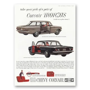 1961 Chevrolet Corvair Print Ad | Monzas Take Your Pick