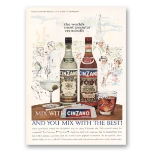 1961 Cinzano Vermouth Print Ad | Worlds Most Popular Vermouth