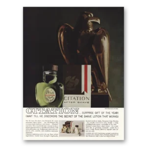 1961 Citation After Shave Print Ad | Surprise Gift