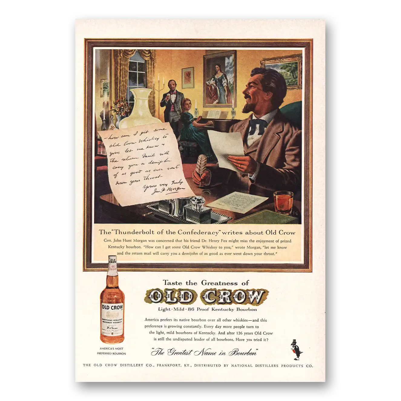 1961 Old Crow Whiskey Print Ad | Thunderbolt Confederacy