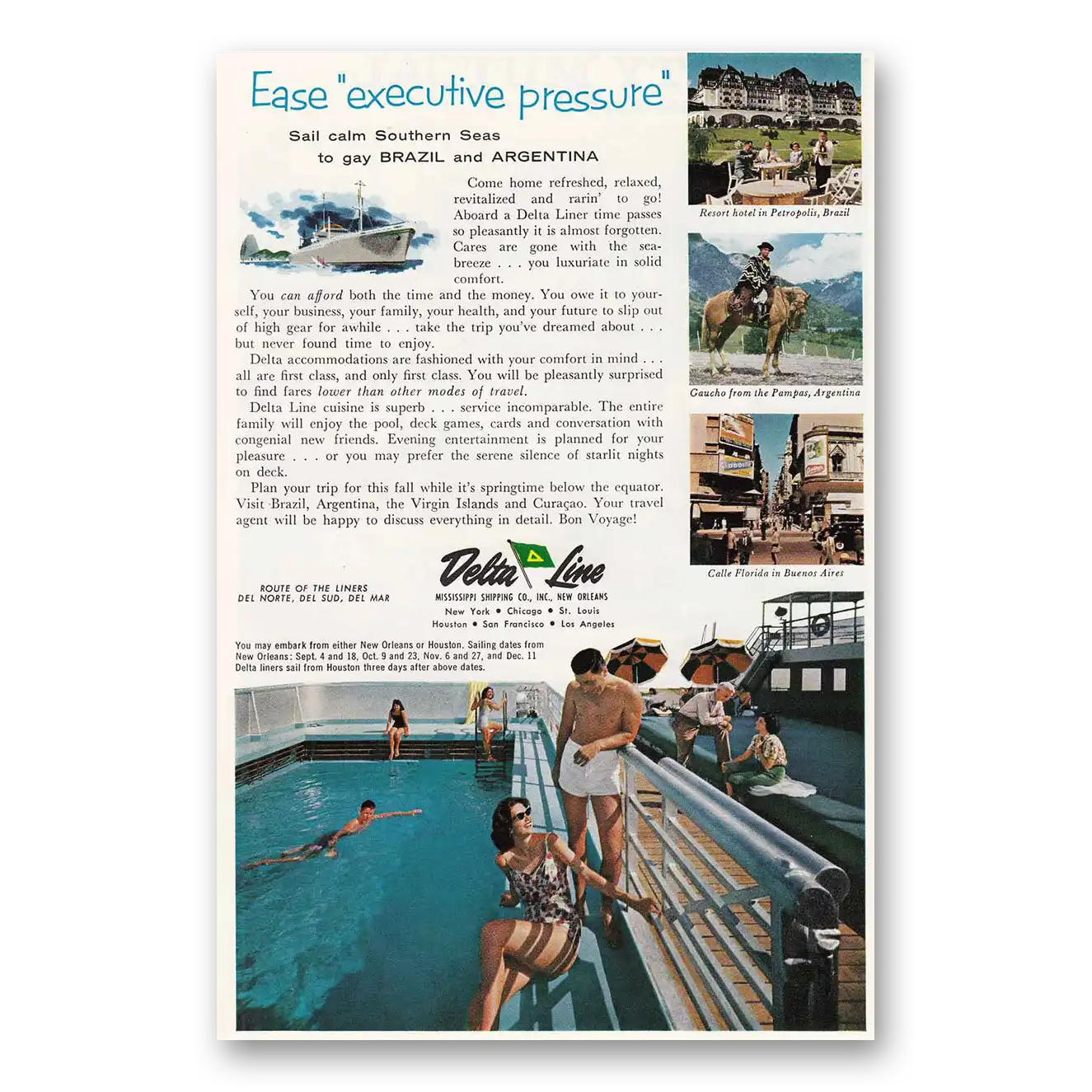 1961 Delta Line Print Ad | Southern Seas