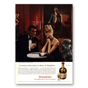 1961 Drambuie Print Ad | Luxurious Adventure
